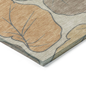 HomeRoots 9' Copper Ivory Sage Botanical Leaves Rug – Washable Indoor/Outdoor Area Rug for High Traffic Spaces 660863