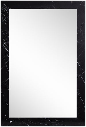 Meridian Furniture Pavia Genuine Stone Rectangular Wall Mirror with Natural Veining for Modern Organic Interiors Black Glass, Genuine Marble, MDF 66086Black-M