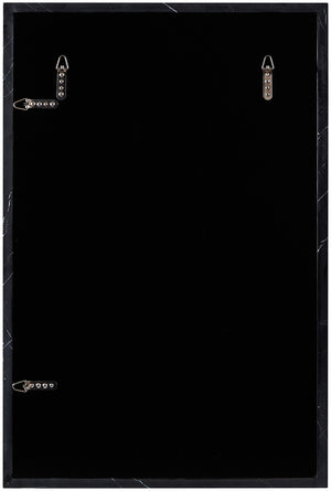 Meridian Furniture Pavia Genuine Stone Rectangular Wall Mirror with Natural Veining for Modern Organic Interiors Black Glass, Genuine Marble, MDF 66086Black-M