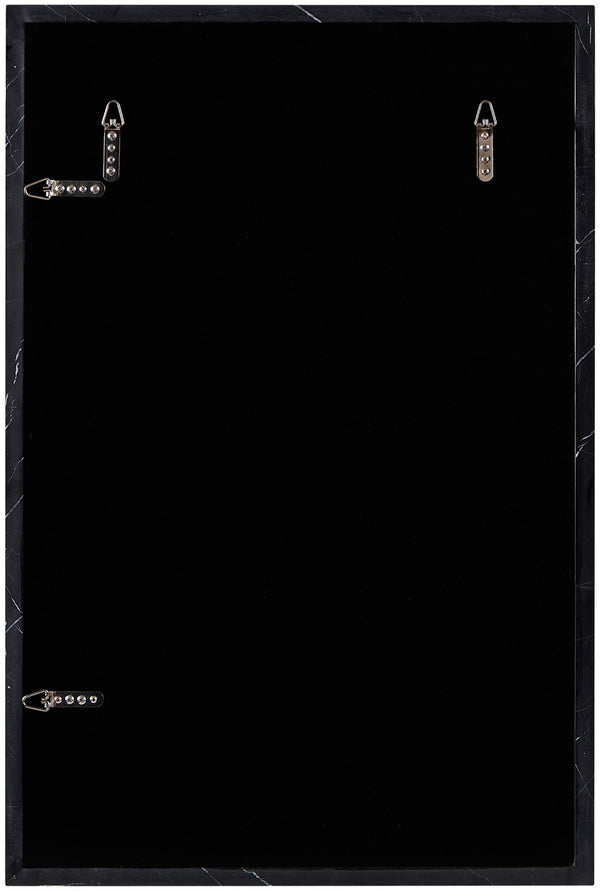 Meridian Furniture Pavia Genuine Stone Rectangular Wall Mirror with Natural Veining for Modern Organic Interiors Black Glass, Genuine Marble, MDF 66086Black-M