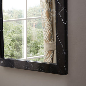 Meridian Furniture Pavia Genuine Stone Rectangular Wall Mirror with Natural Veining for Modern Organic Interiors Black Glass, Genuine Marble, MDF 66086Black-M