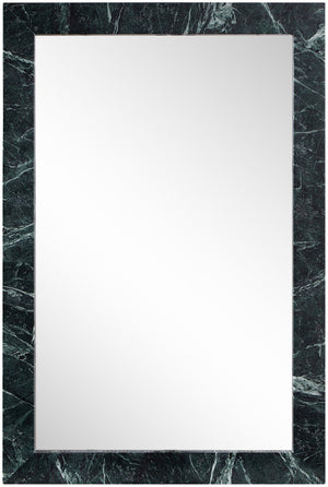 Meridian Furniture Pavia Genuine Stone Rectangular Wall Mirror with Natural Veining for Modern Organic Interiors Green Glass, Genuine Marble, MDF 66086Green-M