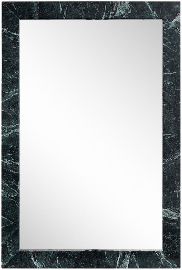 Meridian Furniture Pavia Genuine Stone Rectangular Wall Mirror with Natural Veining for Modern Organic Interiors Green Glass, Genuine Marble, MDF 66086Green-M
