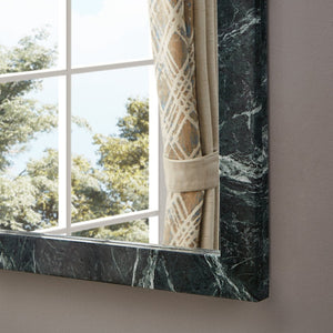 Meridian Furniture Pavia Genuine Stone Rectangular Wall Mirror with Natural Veining for Modern Organic Interiors Green Glass, Genuine Marble, MDF 66086Green-M
