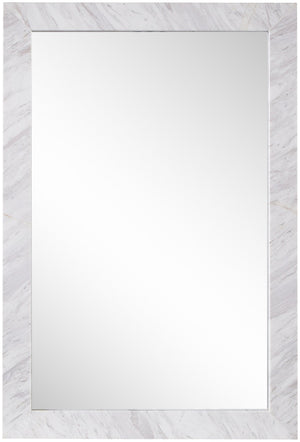 Meridian Furniture Pavia Genuine Stone Rectangular Wall Mirror with Natural Veining for Modern Organic Interiors White Glass, Genuine Marble, MDF 66086White-M