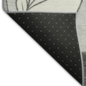 HomeRoots 8' X 10' Elegant Botanical Leaves Gray Beige Area Rug – Washable, Durable, Indoor/Outdoor Use 660874