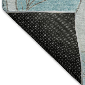 HomeRoots 5' X 8' Teal Blue & Ivory Botanical Leaves Rug – Stylish, Washable, Durable for Indoor & Outdoor Use! 660878