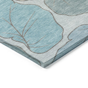 HomeRoots 5' X 8' Teal Blue & Ivory Botanical Leaves Rug – Stylish, Washable, Durable for Indoor & Outdoor Use! 660878