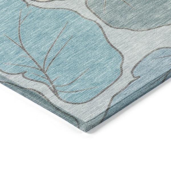 HomeRoots 5' X 8' Teal Blue & Ivory Botanical Leaves Rug – Stylish, Washable, Durable for Indoor & Outdoor Use! 660878