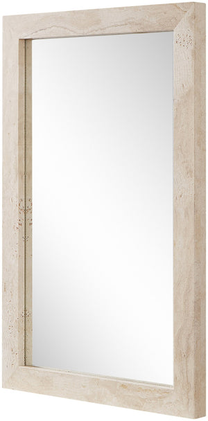 Meridian Furniture Pavia Genuine Stone Rectangular Wall Mirror with Natural Veining for Modern Organic Interiors Natural Glass, Genuine Travertine, MDF 66087Travertine-M