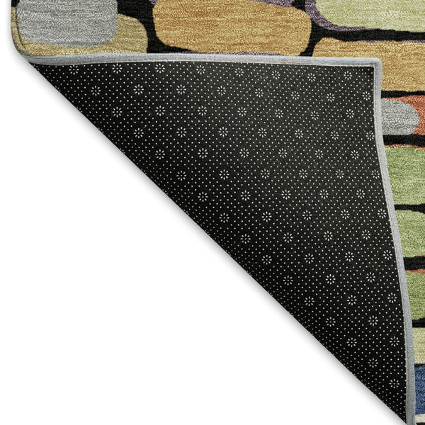 HomeRoots 8' X 10' Abstract Washable Area Rug in Black, Green & Blue – Perfect for Indoor & Outdoor Spaces! 660886