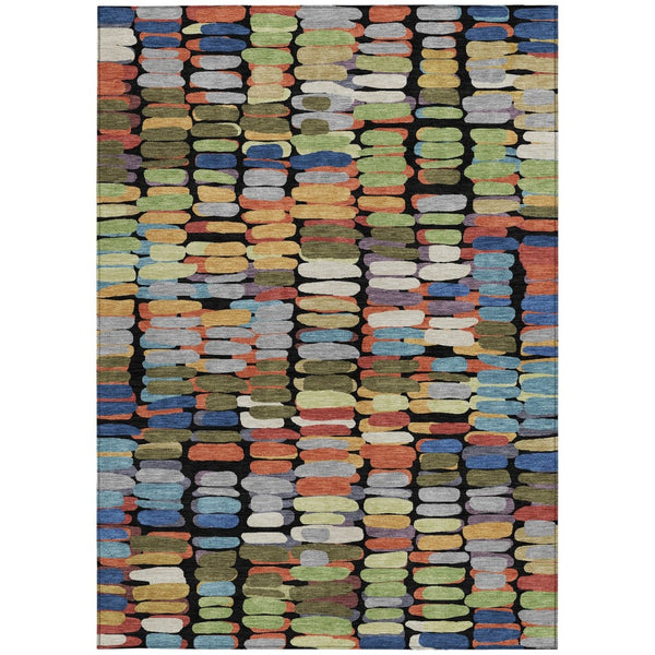 HomeRoots 9' Modern Abstract Black, Green & Blue Washable Area Rug for Indoor/Outdoor Use - Durable & Stylish 660887