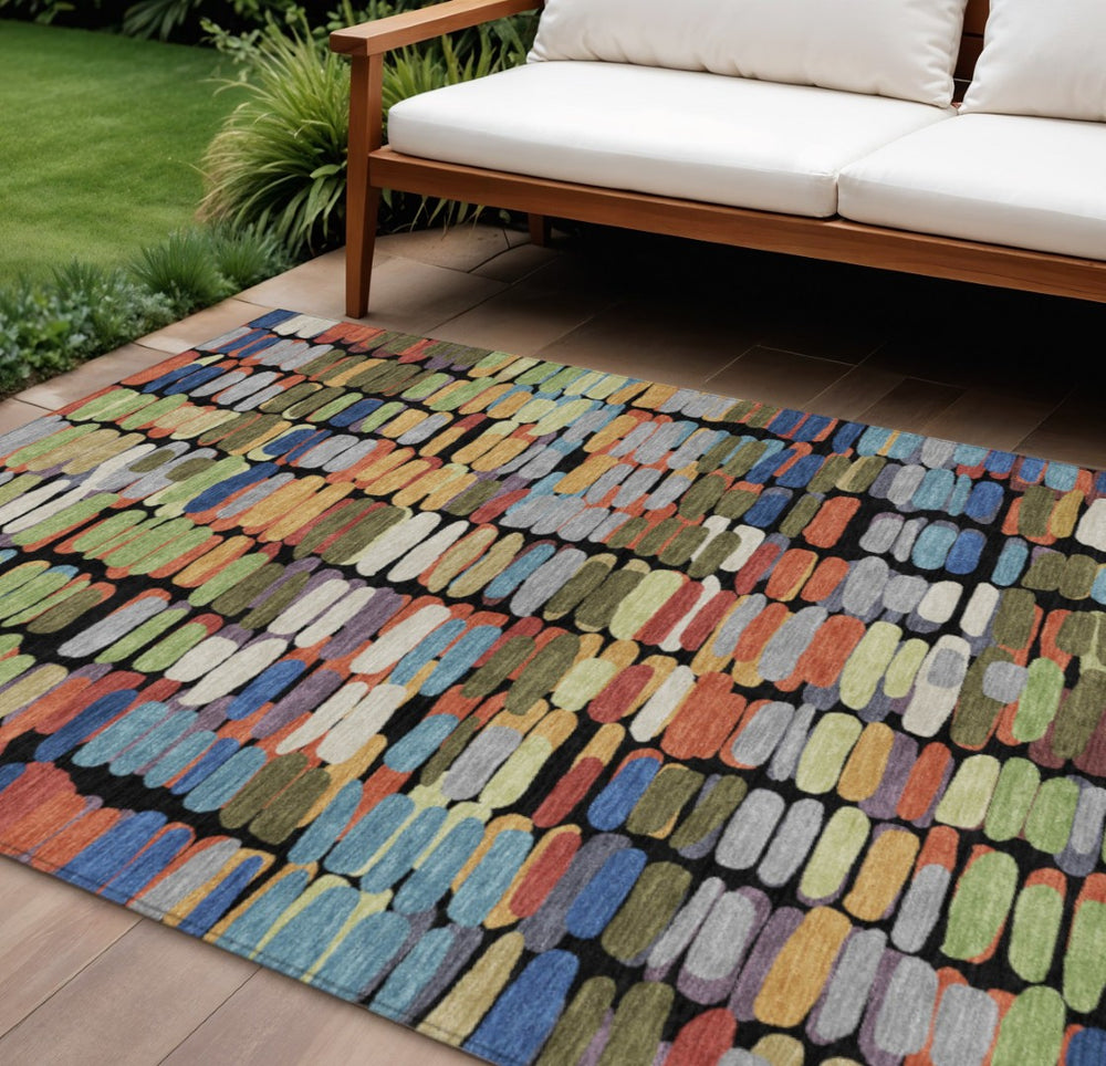 HomeRoots 10' Abstract Washable Indoor Outdoor Area Rug in Black, Green, and Blue - Durable & Stylish Décor 660888