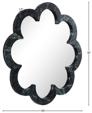 Meridian Furniture Vicenza Sculptural Flower Petal Stone Wall Mirror Organic Entryway Foyer Statement Accent Green Genuine Marble / MDF 66088Green-M