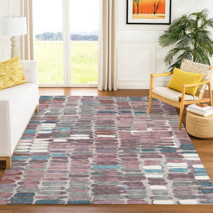 HomeRoots 5' X 8' Blush Pink & Merlot Abstract Area Rug - Durable, Washable, Stylish for Indoor & Outdoor Spaces 660890