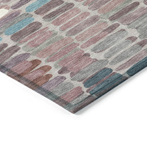 HomeRoots 8' Blush Pink & Merlot Round Abstract Rug - Washable, Durable, Stylish for Indoor & Outdoor Spaces 660891