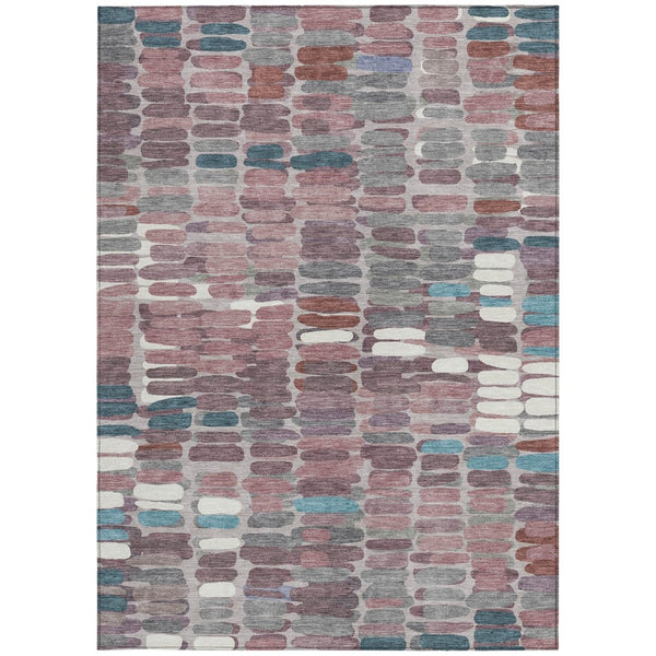 HomeRoots 8' X 10' Blush Pink and Merlot Abstract Rug – Durable, Washable Design for Indoor & Outdoor Use! 660892