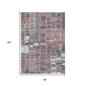 HomeRoots 8' X 10' Blush Pink and Merlot Abstract Rug – Durable, Washable Design for Indoor & Outdoor Use! 660892