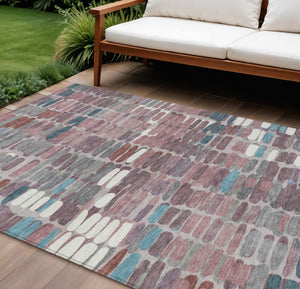 HomeRoots 8' X 10' Blush Pink and Merlot Abstract Rug – Durable, Washable Design for Indoor & Outdoor Use! 660892