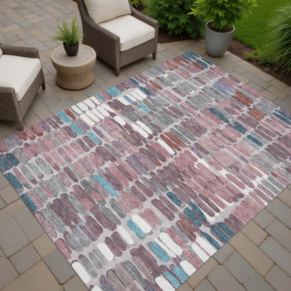 HomeRoots 8' X 10' Blush Pink and Merlot Abstract Rug – Durable, Washable Design for Indoor & Outdoor Use! 660892