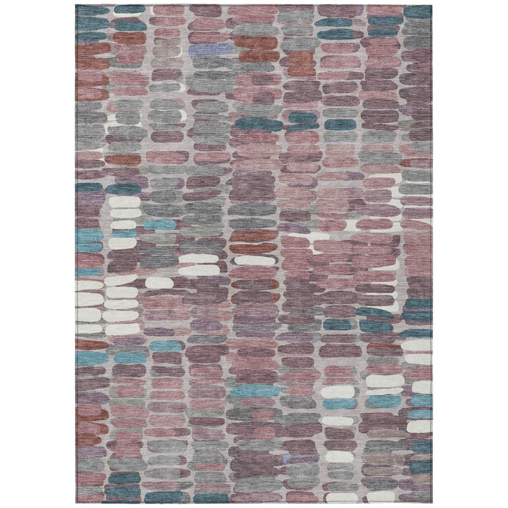 HomeRoots 8' X 10' Blush Pink and Merlot Abstract Rug – Durable, Washable Design for Indoor & Outdoor Use! 660892