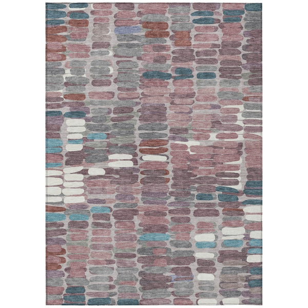 HomeRoots 8' X 10' Blush Pink and Merlot Abstract Rug – Durable, Washable Design for Indoor & Outdoor Use! 660892