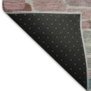 HomeRoots 8' X 10' Blush Pink and Merlot Abstract Rug – Durable, Washable Design for Indoor & Outdoor Use! 660892