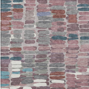 HomeRoots 9' X 12' Washable Blush Pink & Merlot Abstract Area Rug - Stylish Indoor/Outdoor Decor for Any Space! 660893