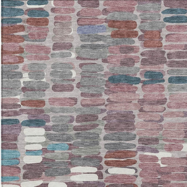 HomeRoots 9' X 12' Washable Blush Pink & Merlot Abstract Area Rug - Stylish Indoor/Outdoor Decor for Any Space! 660893