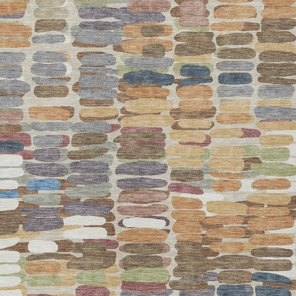 HomeRoots 5' X 8' Copper, White & Gray Abstract Rug - Stylish, Washable Indoor/Outdoor Design for Any Space! 660896