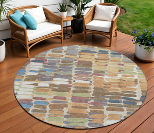 HomeRoots 8' Copper Round Abstract Area Rug - Stylish Washable Design for Indoor & Outdoor Spaces, Durable & Modern 660897