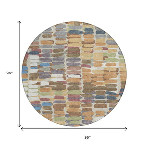 HomeRoots 8' Copper Round Abstract Area Rug - Stylish Washable Design for Indoor & Outdoor Spaces, Durable & Modern 660897