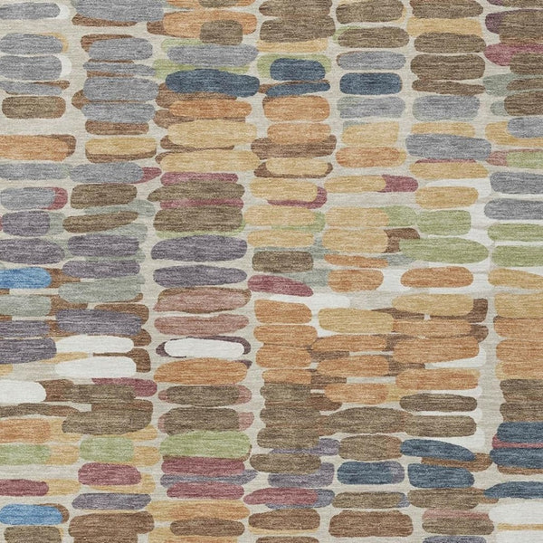 HomeRoots 8' X 10' Modern Copper, White & Gray Abstract Washable Rug - Durable for Indoor & Outdoor Use 660898