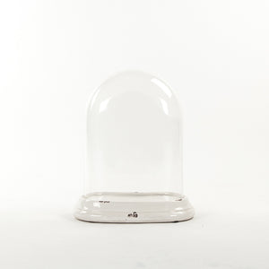 Glass Terrarium w/ Distressed Crackle White Ceramic Base (6608S A369) Zentique