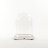 Glass Terrarium w/ Distressed Crackle White Ceramic Base (6608S A369)