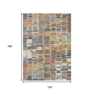 HomeRoots 10' Copper, White & Gray Abstract Washable Area Rug - Durable Indoor/Outdoor Design for Every Space 660900