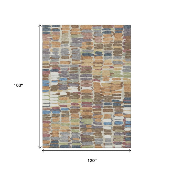 HomeRoots 10' Copper, White & Gray Abstract Washable Area Rug - Durable Indoor/Outdoor Design for Every Space 660900