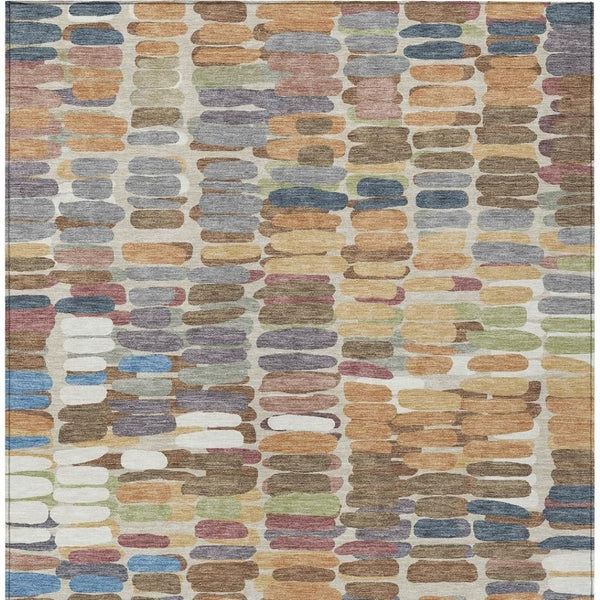 HomeRoots 10' Copper, White & Gray Abstract Washable Area Rug - Durable Indoor/Outdoor Design for Every Space 660900