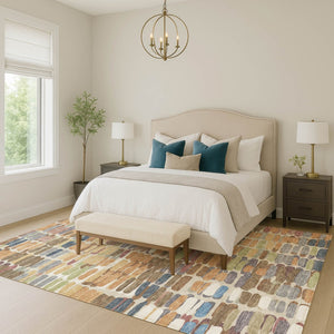 HomeRoots 10' Copper, White & Gray Abstract Washable Area Rug - Durable Indoor/Outdoor Design for Every Space 660900