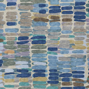HomeRoots 8' X 10' Washable Denim Blue Abstract Area Rug - Stain-Resistant, Versatile for Indoor & Outdoor Use 660904