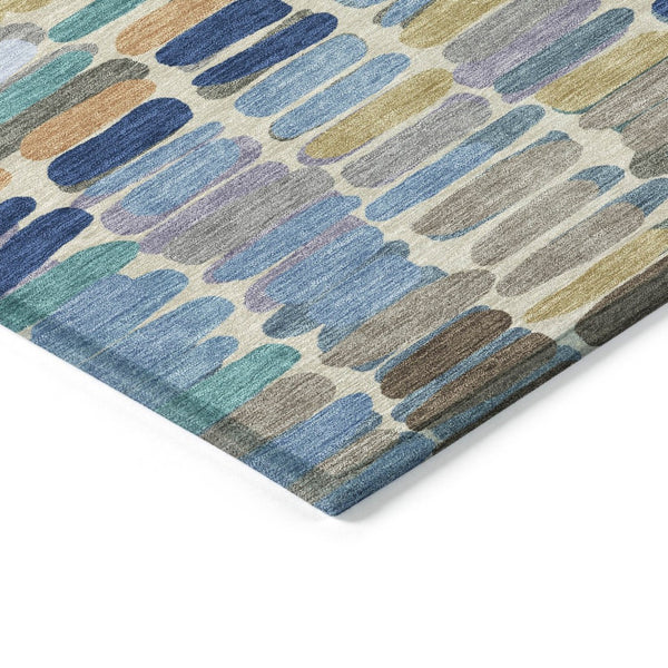 HomeRoots 9' X 12' Denim Blue Abstract Area Rug - Stylish, Washable, Durable for Indoor & Outdoor Spaces 660905