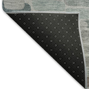 HomeRoots 8' Round Abstract Area Rug in Gray, Ivory, and Pewter – Stylish, Washable, Indoor/Outdoor Versatile Design 660909
