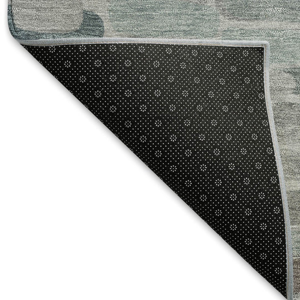 HomeRoots 8' Round Abstract Area Rug in Gray, Ivory, and Pewter – Stylish, Washable, Indoor/Outdoor Versatile Design 660909