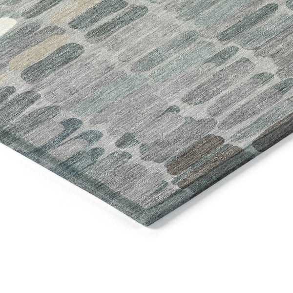 HomeRoots 8' Round Abstract Area Rug in Gray, Ivory, and Pewter – Stylish, Washable, Indoor/Outdoor Versatile Design 660909