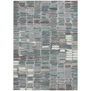 HomeRoots 8' X 10' Stylish Gray Ivory & Pewter Abstract Washable Area Rug for Indoor/Outdoor Spaces 660910