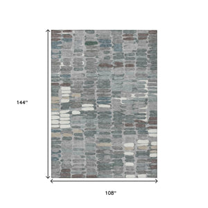 HomeRoots 9' X 12' Gray Ivory Pewter Abstract Area Rug - Stylish, Washable, Indoor/Outdoor, Durable & Chic! 660911