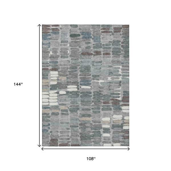 HomeRoots 9' X 12' Gray Ivory Pewter Abstract Area Rug - Stylish, Washable, Indoor/Outdoor, Durable & Chic! 660911
