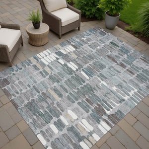 HomeRoots 10' Gray Ivory Pewter Abstract Washable Area Rug - Stylish Indoor/Outdoor Decor for High-Traffic Spaces 660912