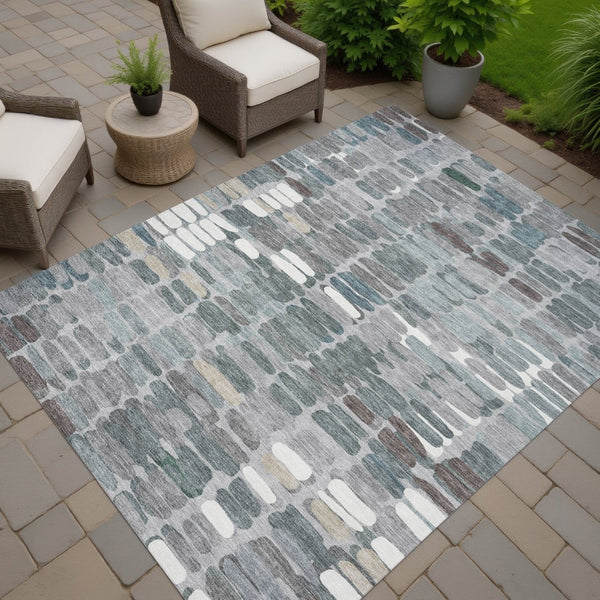 HomeRoots 10' Gray Ivory Pewter Abstract Washable Area Rug - Stylish Indoor/Outdoor Decor for High-Traffic Spaces 660912