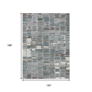 HomeRoots 10' Gray Ivory Pewter Abstract Washable Area Rug - Stylish Indoor/Outdoor Decor for High-Traffic Spaces 660912